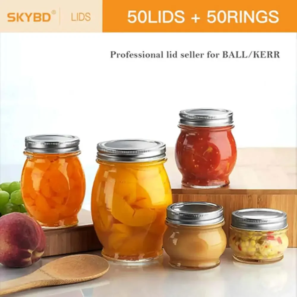 Canning Lids and Rings Set Food Grade Metal Wide Mouth for Ball Kerr Mason Jars
